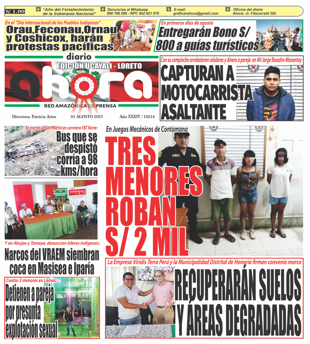 01 08 2023 EDICION IMPRESA UCAYALI Diario Ahora