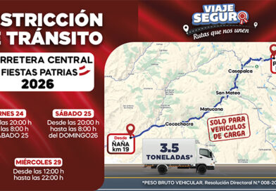 RESTRINGIRÁN TRÁNSITO  PARA CAMIONES EN  LA CARRETERA CENTRAL